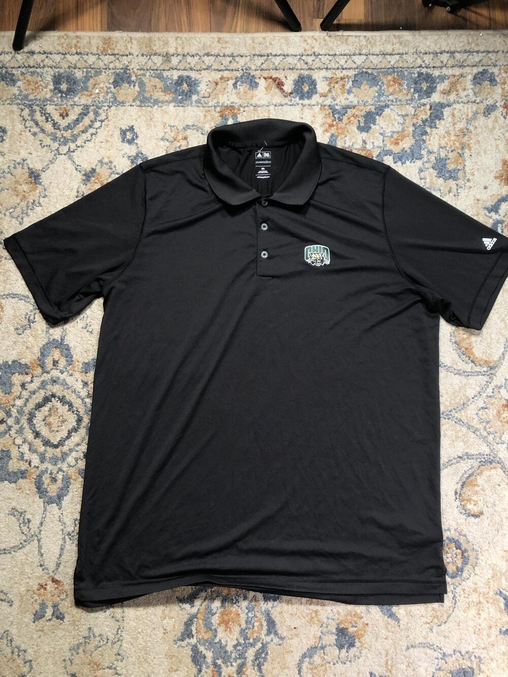 Ohio Bobcats Polo Shirt Mens 3XL Black NCAA Golf Adidas Puremotion Performance